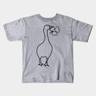 Goose Steals Shamrock Minimal Line Drawing Kids T-Shirt